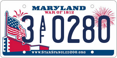MD license plate 3AF0280
