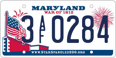 MD license plate 3AF0284