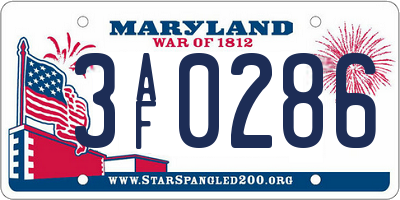 MD license plate 3AF0286