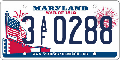 MD license plate 3AF0288