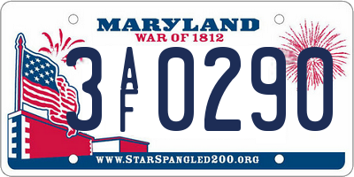 MD license plate 3AF0290