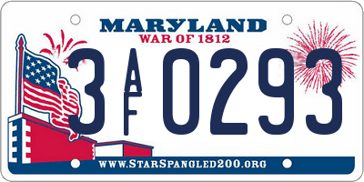 MD license plate 3AF0293
