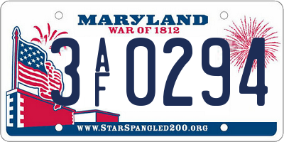 MD license plate 3AF0294