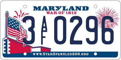MD license plate 3AF0296