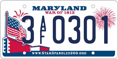 MD license plate 3AF0301