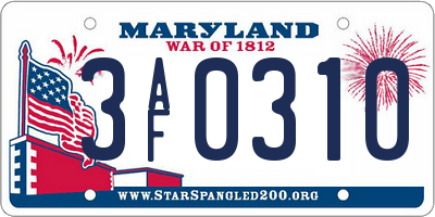 MD license plate 3AF0310