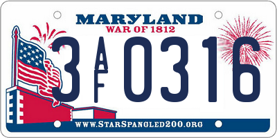 MD license plate 3AF0316