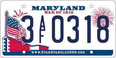 MD license plate 3AF0318