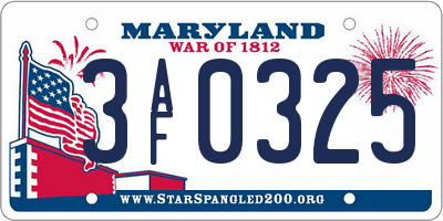 MD license plate 3AF0325