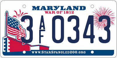 MD license plate 3AF0343