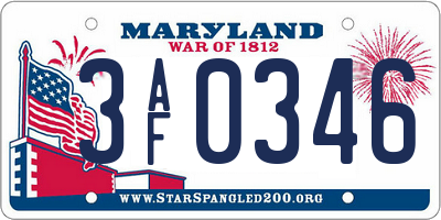 MD license plate 3AF0346