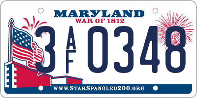 MD license plate 3AF0348