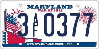 MD license plate 3AF0377