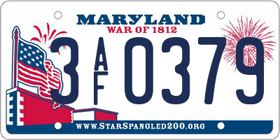 MD license plate 3AF0379