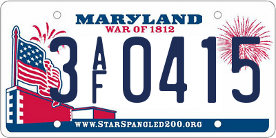 MD license plate 3AF0415