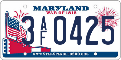MD license plate 3AF0425