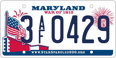 MD license plate 3AF0429