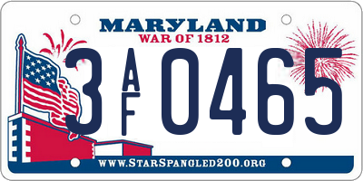 MD license plate 3AF0465