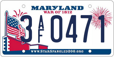 MD license plate 3AF0471