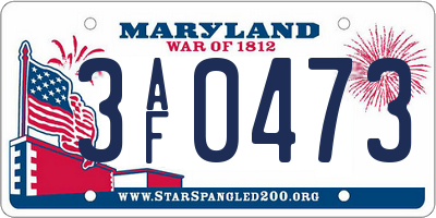 MD license plate 3AF0473