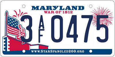 MD license plate 3AF0475