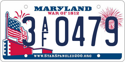 MD license plate 3AF0479