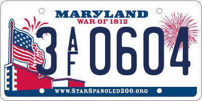 MD license plate 3AF0604