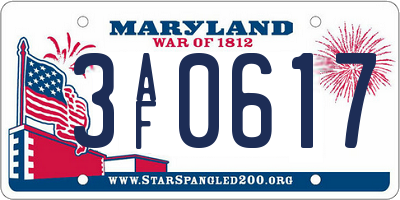 MD license plate 3AF0617