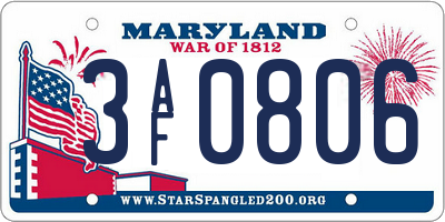 MD license plate 3AF0806