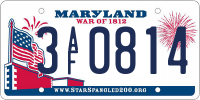 MD license plate 3AF0814