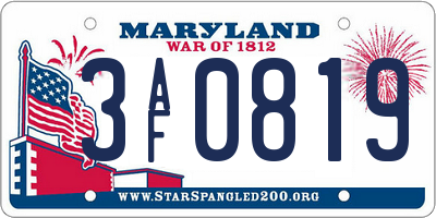 MD license plate 3AF0819