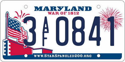 MD license plate 3AF0841