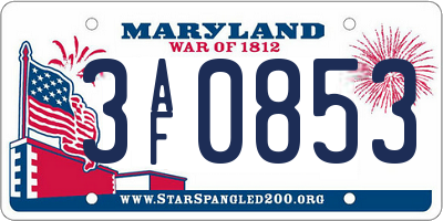 MD license plate 3AF0853