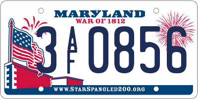 MD license plate 3AF0856