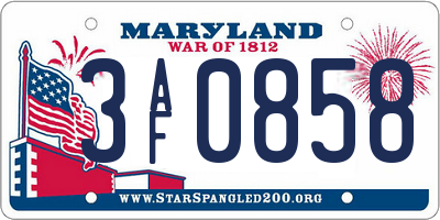 MD license plate 3AF0858
