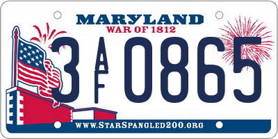 MD license plate 3AF0865