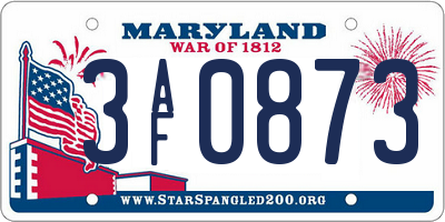 MD license plate 3AF0873