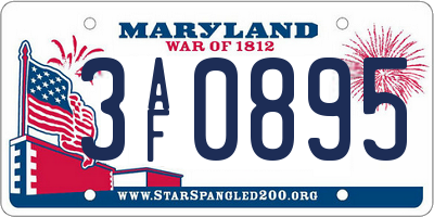 MD license plate 3AF0895