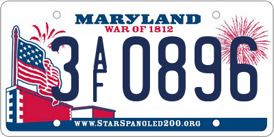 MD license plate 3AF0896