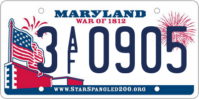 MD license plate 3AF0905