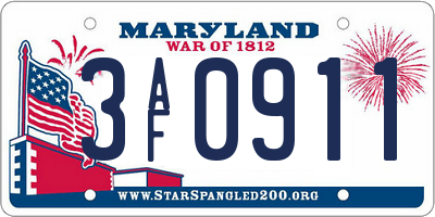MD license plate 3AF0911