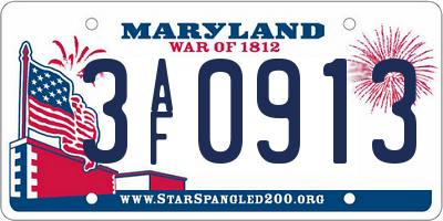 MD license plate 3AF0913