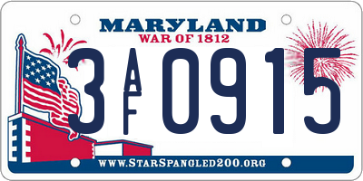 MD license plate 3AF0915