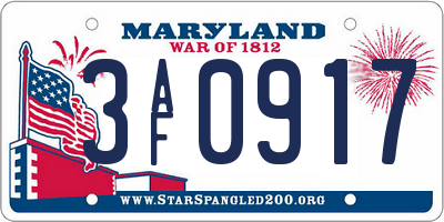 MD license plate 3AF0917