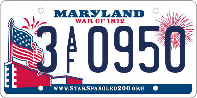 MD license plate 3AF0950