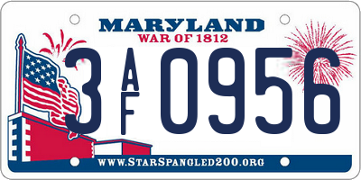 MD license plate 3AF0956