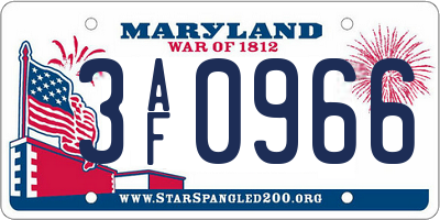 MD license plate 3AF0966