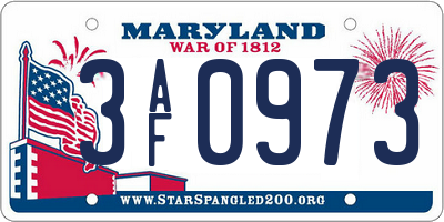 MD license plate 3AF0973