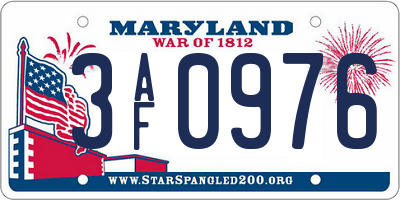 MD license plate 3AF0976