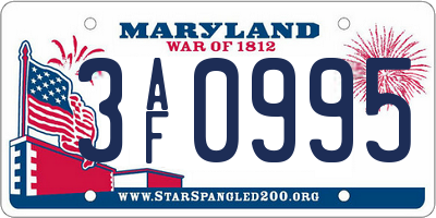 MD license plate 3AF0995